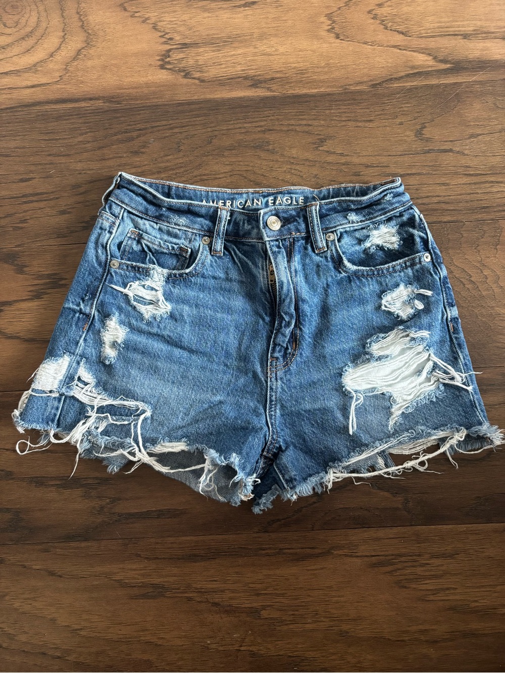 American Eagle Outfitters Distressed Blue Denim Cutoff Shorts